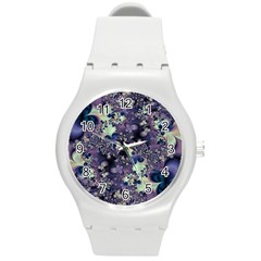 Abstract Floral Art Print Round Plastic Sport Watch (m) by SpinnyChairDesigns