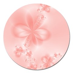 Pastel Coral Floral Print Magnet 5  (round) by SpinnyChairDesigns