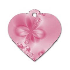 Blush Pink Floral Print Dog Tag Heart (one Side)