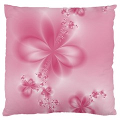 Blush Pink Floral Print Large Cushion Case (two Sides) by SpinnyChairDesigns