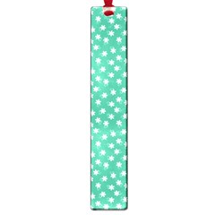 Biscay Green White Floral Print Large Book Marks by SpinnyChairDesigns