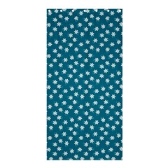 Teal White Floral Print Shower Curtain 36  X 72  (stall)  by SpinnyChairDesigns