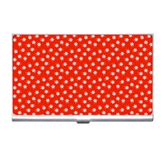 Red White Floral Print Business Card Holder by SpinnyChairDesigns