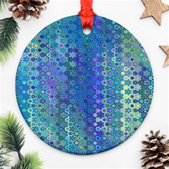 Boho Blue Wildflower Print Ornament (round) by SpinnyChairDesigns