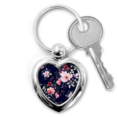 Printed Floral Pattern Key Chain (heart) by designsbymallika