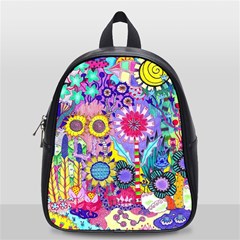 Double Sunflower Abstract School Bag (small) by okhismakingart