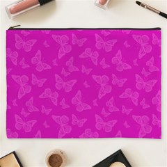 Fuchsia Butterfly Print  Cosmetic Bag (xxxl) by SpinnyChairDesigns