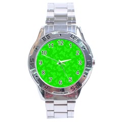 Chartreuse Green Butterfly Print Stainless Steel Analogue Watch by SpinnyChairDesigns