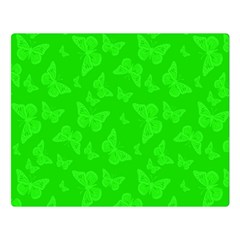 Chartreuse Green Butterfly Print Double Sided Flano Blanket (large)  by SpinnyChairDesigns