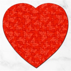 Vermilion Red Butterfly Print Jigsaw Puzzle (heart) by SpinnyChairDesigns