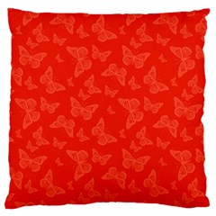 Vermilion Red Butterfly Print Large Flano Cushion Case (one Side) by SpinnyChairDesigns