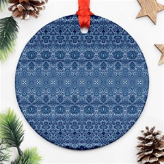 Boho Denim Blue Ornament (round) by SpinnyChairDesigns