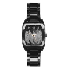 Abstract Black Grey Stainless Steel Barrel Watch by SpinnyChairDesigns