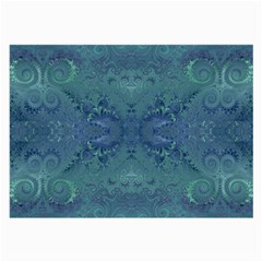 Teal Spirals And Swirls Large Glasses Cloth (2 Sides) by SpinnyChairDesigns