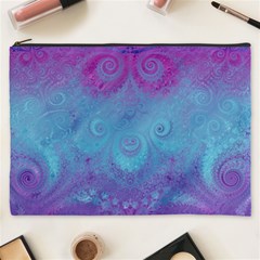 Purple Blue Swirls And Spirals Cosmetic Bag (xxxl) by SpinnyChairDesigns