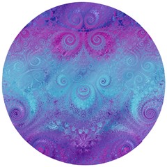 Purple Blue Swirls And Spirals Wooden Puzzle Round by SpinnyChairDesigns