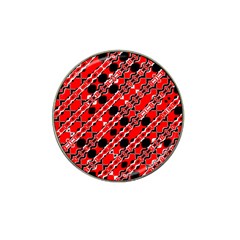 Abstract Red Black Checkered Hat Clip Ball Marker by SpinnyChairDesigns