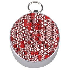 Red Black Checkered Silver Compasses by SpinnyChairDesigns