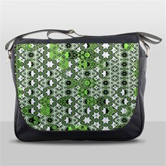 Black Lime Green Checkered Messenger Bag by SpinnyChairDesigns