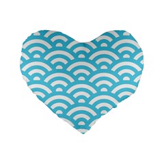 Waves Standard 16  Premium Flano Heart Shape Cushions by Sobalvarro