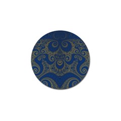 Navy Blue And Gold Swirls Golf Ball Marker by SpinnyChairDesigns