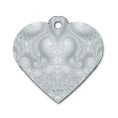 Ash Grey White Swirls Dog Tag Heart (one Side) by SpinnyChairDesigns