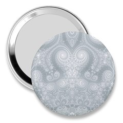 Ash Grey White Swirls 3  Handbag Mirrors by SpinnyChairDesigns