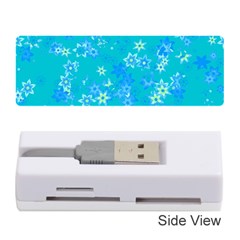 Aqua Blue Floral Print Memory Card Reader (stick) by SpinnyChairDesigns