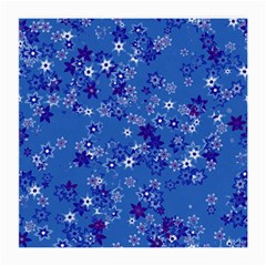 Cornflower Blue Floral Print Medium Glasses Cloth (2 Sides) by SpinnyChairDesigns