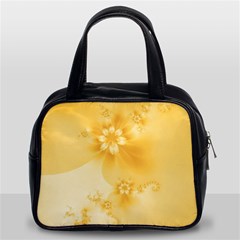 Saffron Yellow Floral Print Classic Handbag (two Sides) by SpinnyChairDesigns