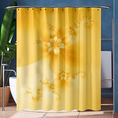 Saffron Yellow Floral Print Shower Curtain 60  X 72  (medium)  by SpinnyChairDesigns