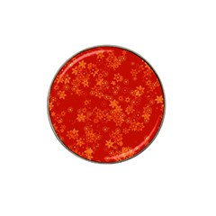 Orange Red Floral Print Hat Clip Ball Marker (10 Pack) by SpinnyChairDesigns