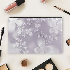 Pale Mauve White Flowers Cosmetic Bag (large) by SpinnyChairDesigns