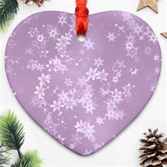 Lavender And White Flowers Ornament (heart) by SpinnyChairDesigns