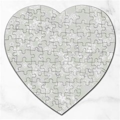 Ash Grey Floral Pattern Jigsaw Puzzle (heart) by SpinnyChairDesigns