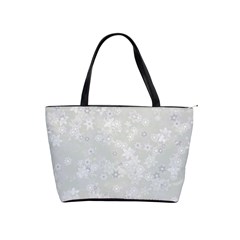 Ash Grey Floral Pattern Classic Shoulder Handbag by SpinnyChairDesigns