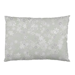 Ash Grey Floral Pattern Pillow Case (two Sides) by SpinnyChairDesigns