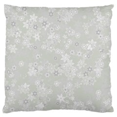 Ash Grey Floral Pattern Large Cushion Case (two Sides) by SpinnyChairDesigns