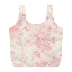 Baby Pink Floral Print Full Print Recycle Bag (l) by SpinnyChairDesigns