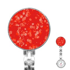 Red And White Flowers Stainless Steel Nurses Watch by SpinnyChairDesigns