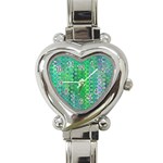 Boho Green Floral Print Heart Italian Charm Watch Front