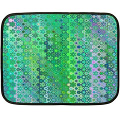 Boho Green Floral Print Fleece Blanket (mini) by SpinnyChairDesigns