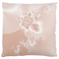 Tan White Floral Print Large Cushion Case (one Side) by SpinnyChairDesigns