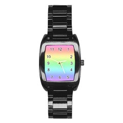 Pastel Rainbow Diamond Pattern Stainless Steel Barrel Watch by SpinnyChairDesigns