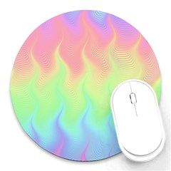 Pastel Rainbow Flame Ombre Round Mousepads by SpinnyChairDesigns