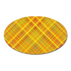 Orange Madras Plaid Oval Magnet by SpinnyChairDesigns