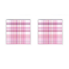 Pink Madras Plaid Cufflinks (square) by SpinnyChairDesigns