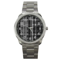 Black Punk Plaid Sport Metal Watch by SpinnyChairDesigns