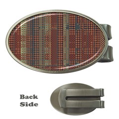 Rust Brown Grunge Plaid Money Clips (oval)  by SpinnyChairDesigns