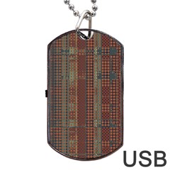 Rust Brown Grunge Plaid Dog Tag Usb Flash (one Side) by SpinnyChairDesigns